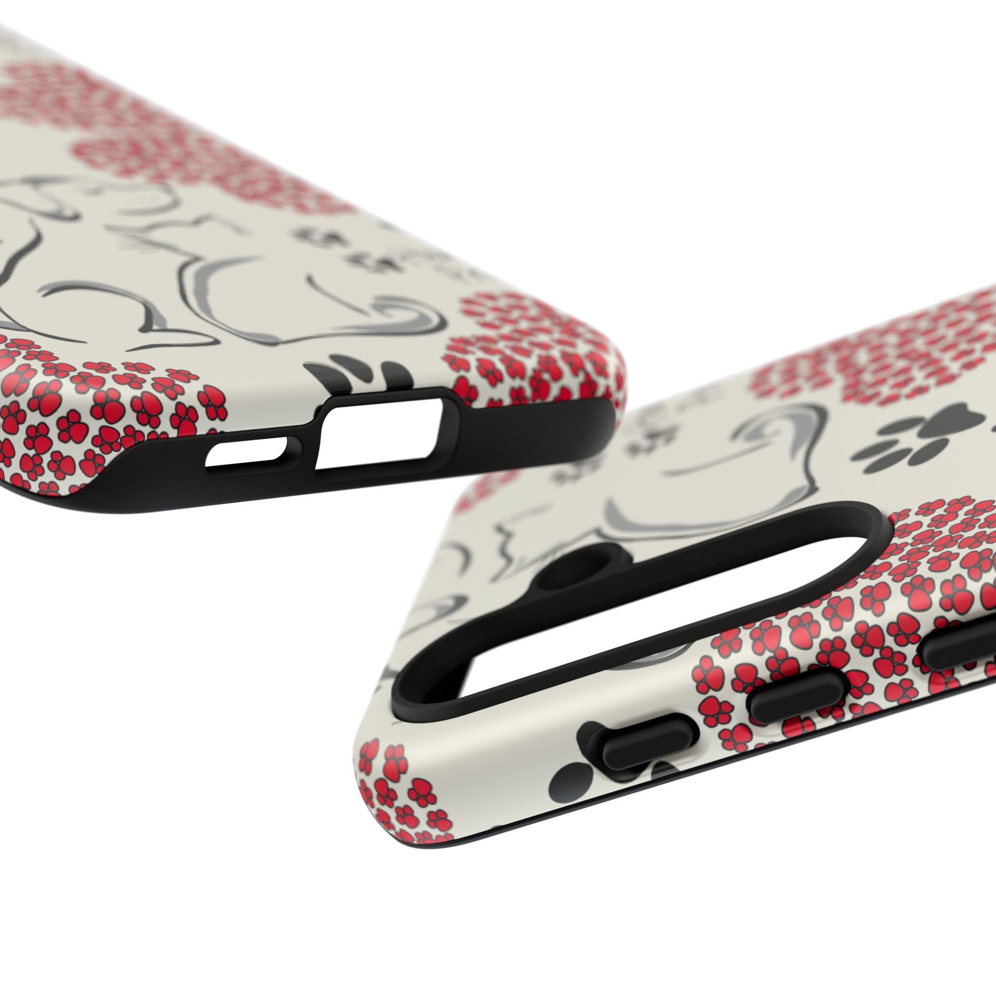 Stylish Phone Case with Heart Prints for Pet Lovers, Dog Lover Gift, Floral Pattern, Customizable Design, Cute Animal Accessories