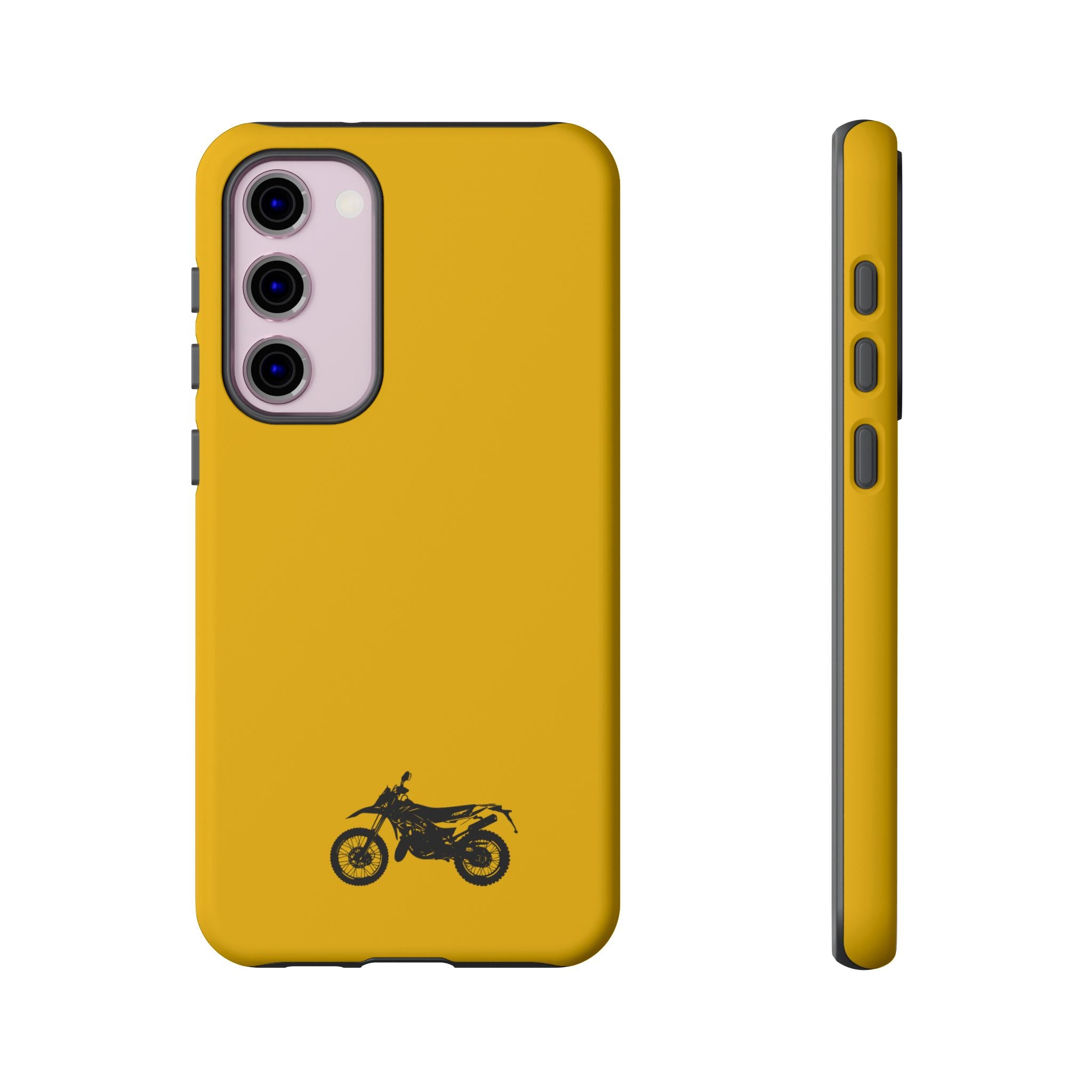 Motorcycle Phone Case, Tough Phone Cover, Gift for Bikers, Durable Tech Accessory, Yellow Motorcycle Design