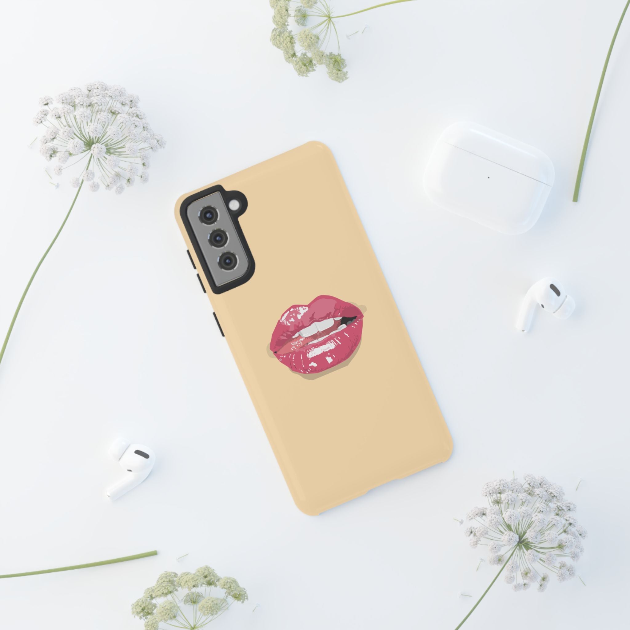Stylish Phone Case with Lip Print, Trendy Mobile Cover, Fashion Accessory, Gift for Her, Cute Cell Phone Case