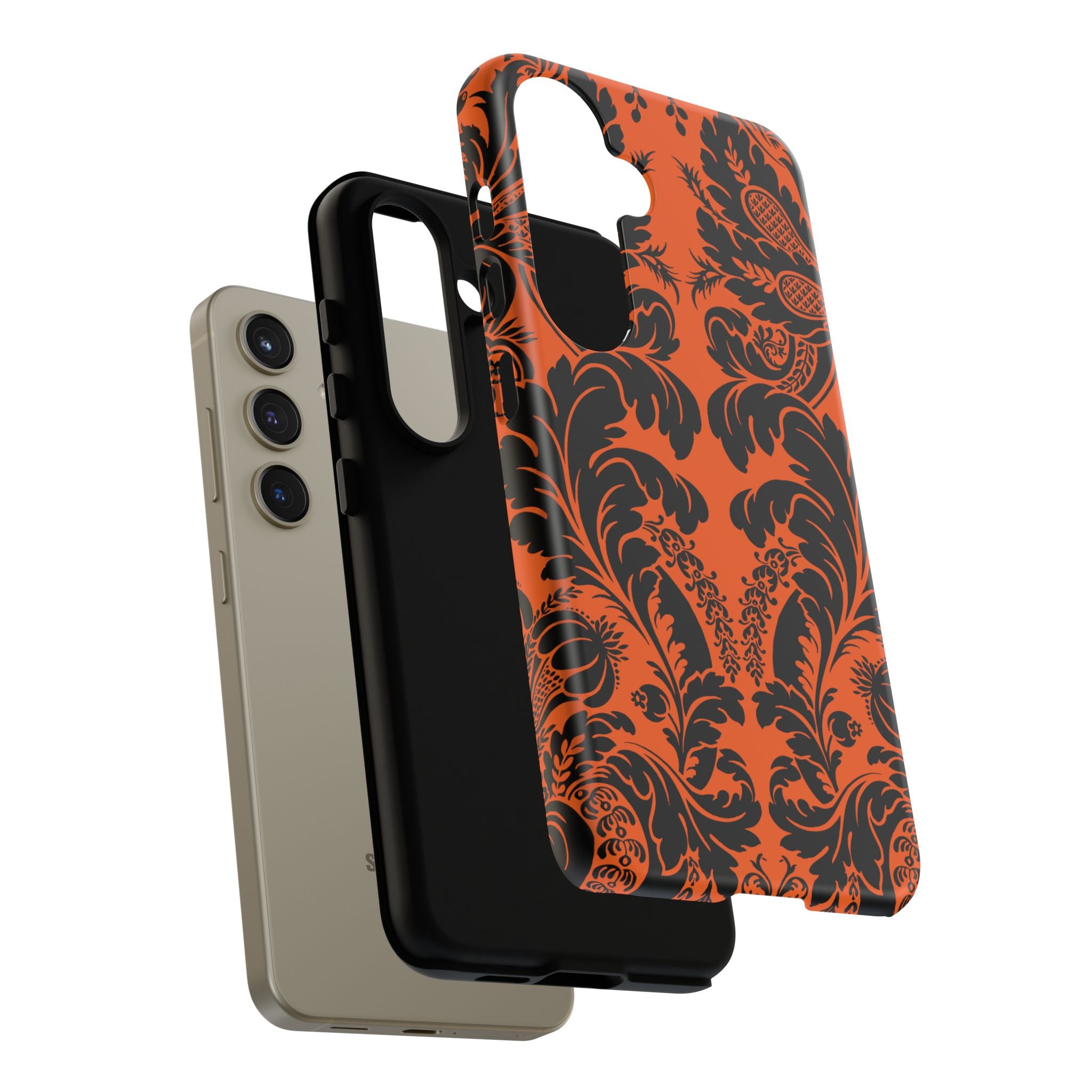 Elegant Phone Case with Orange Floral Design | Tough Cases, Smartphone Cover, Gift for Her, Floral Patterns, Stylish Accessories