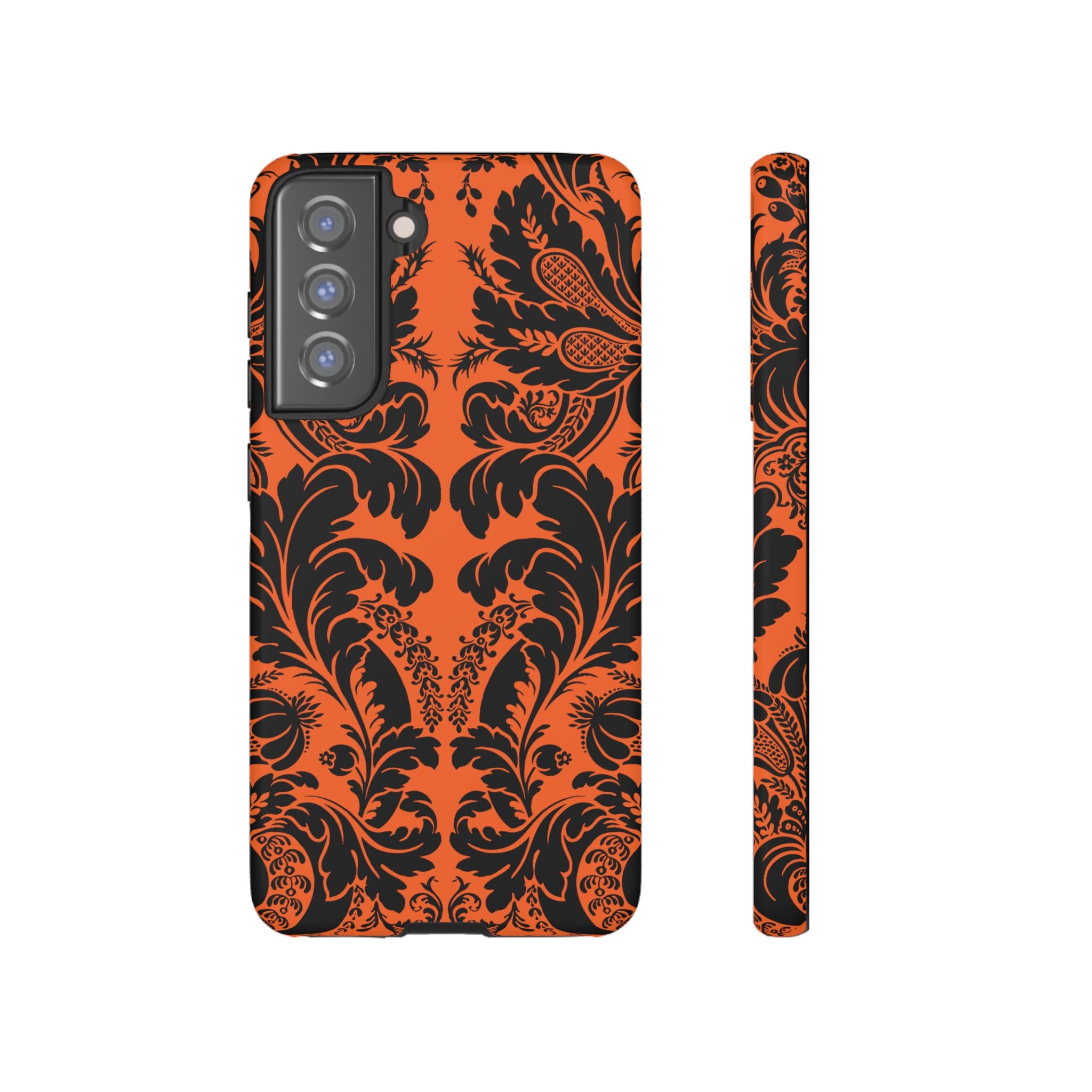 Elegant Phone Case with Orange Floral Design | Tough Cases, Smartphone Cover, Gift for Her, Floral Patterns, Stylish Accessories