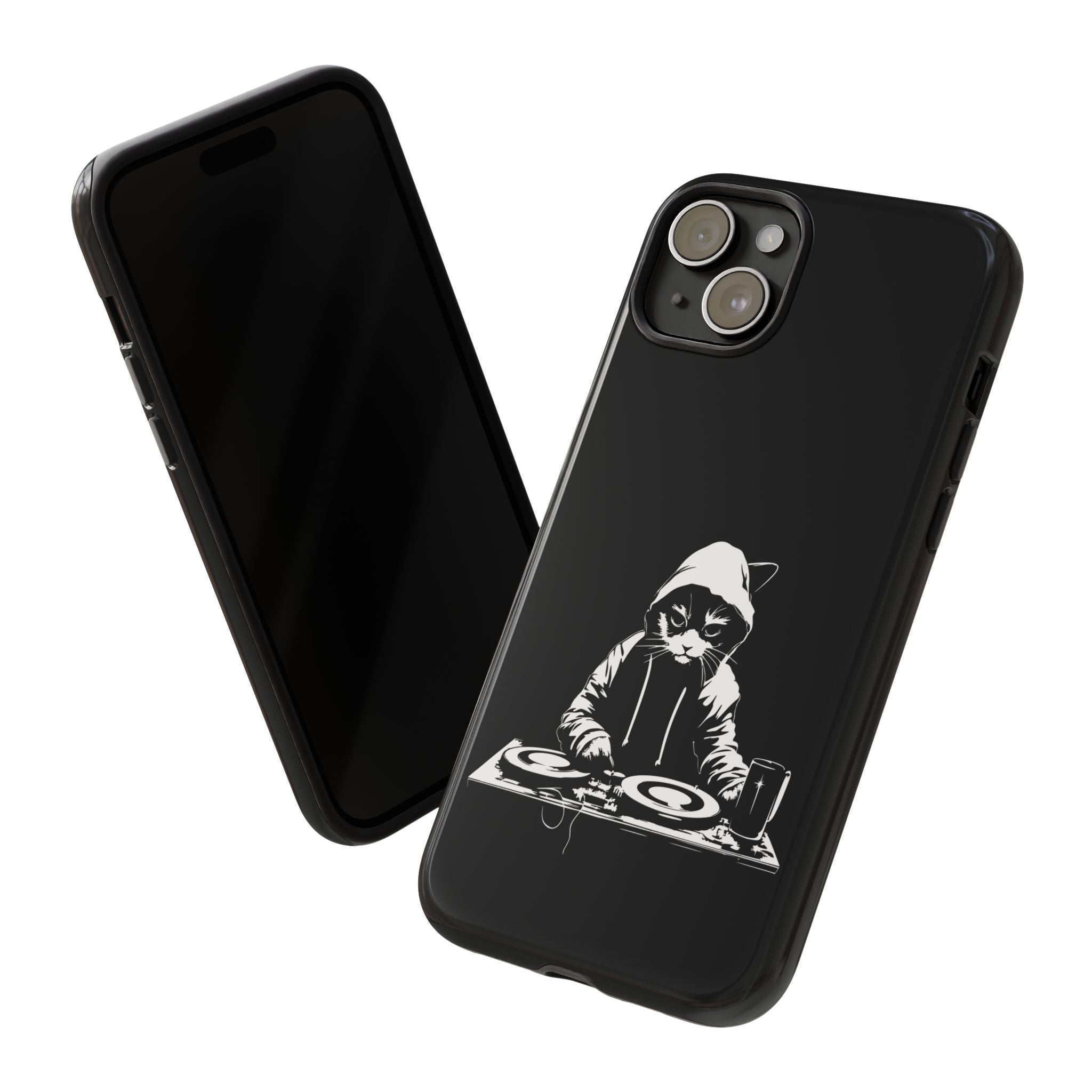 DJ Cat Phone Case, Tough Phone Cover, Pet Lover Gift, Music Enthusiast Accessory, Cute Cat Decor, Unique Case Design
