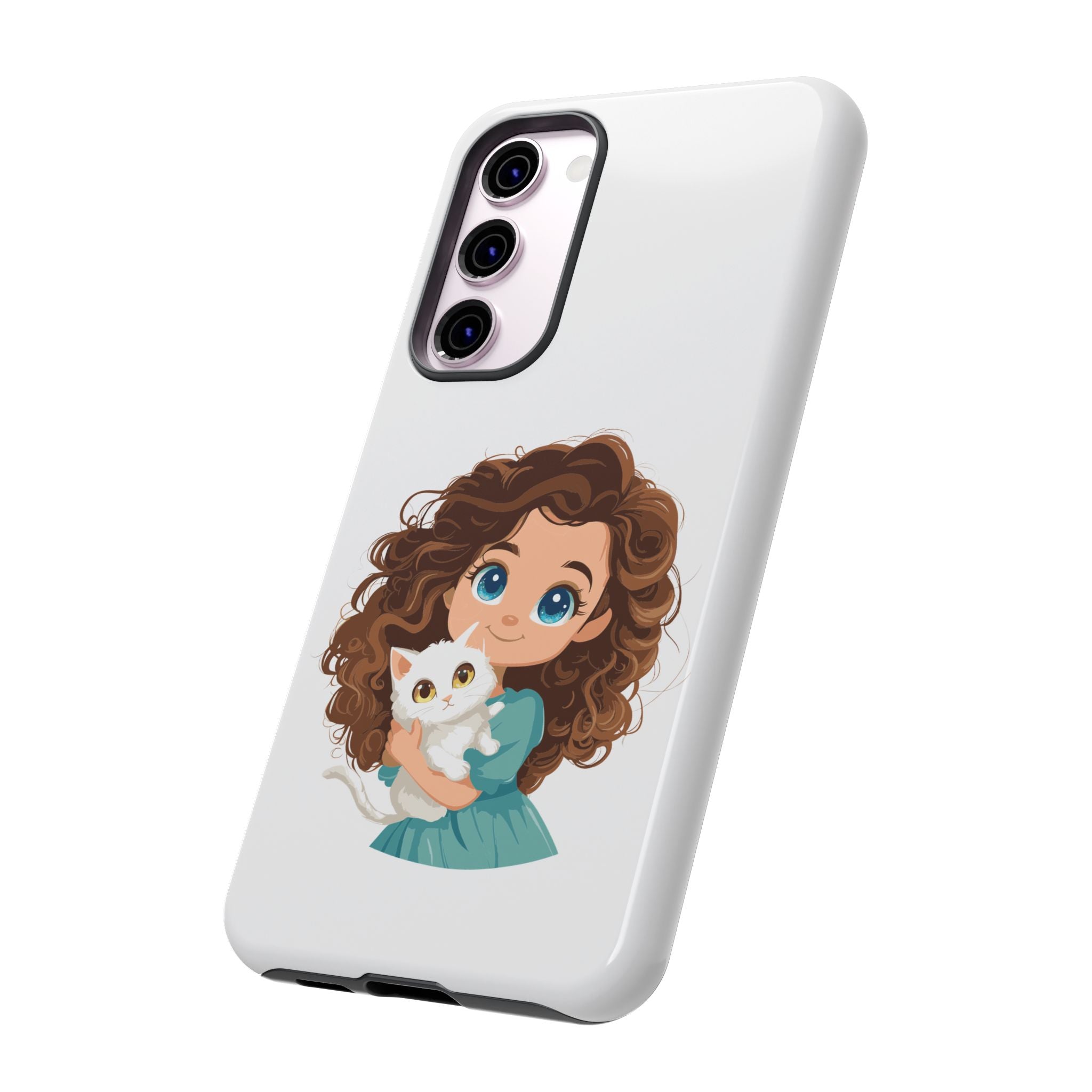 Cute Cat Lover Phone Case, Tough Phone Cover, Pet Lover Gift, Personalized Gift, Kids Phone Case, Animal Lover Accessories