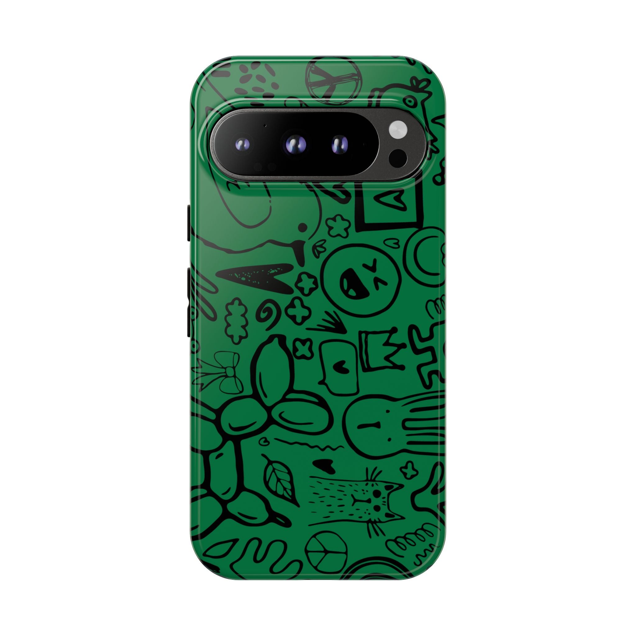 Playful Phone Case, Vibrant Green Tough Case, Quirky Graphic Design, Unique Gift for Kids, Fun Accessories, Christmas, Birthday