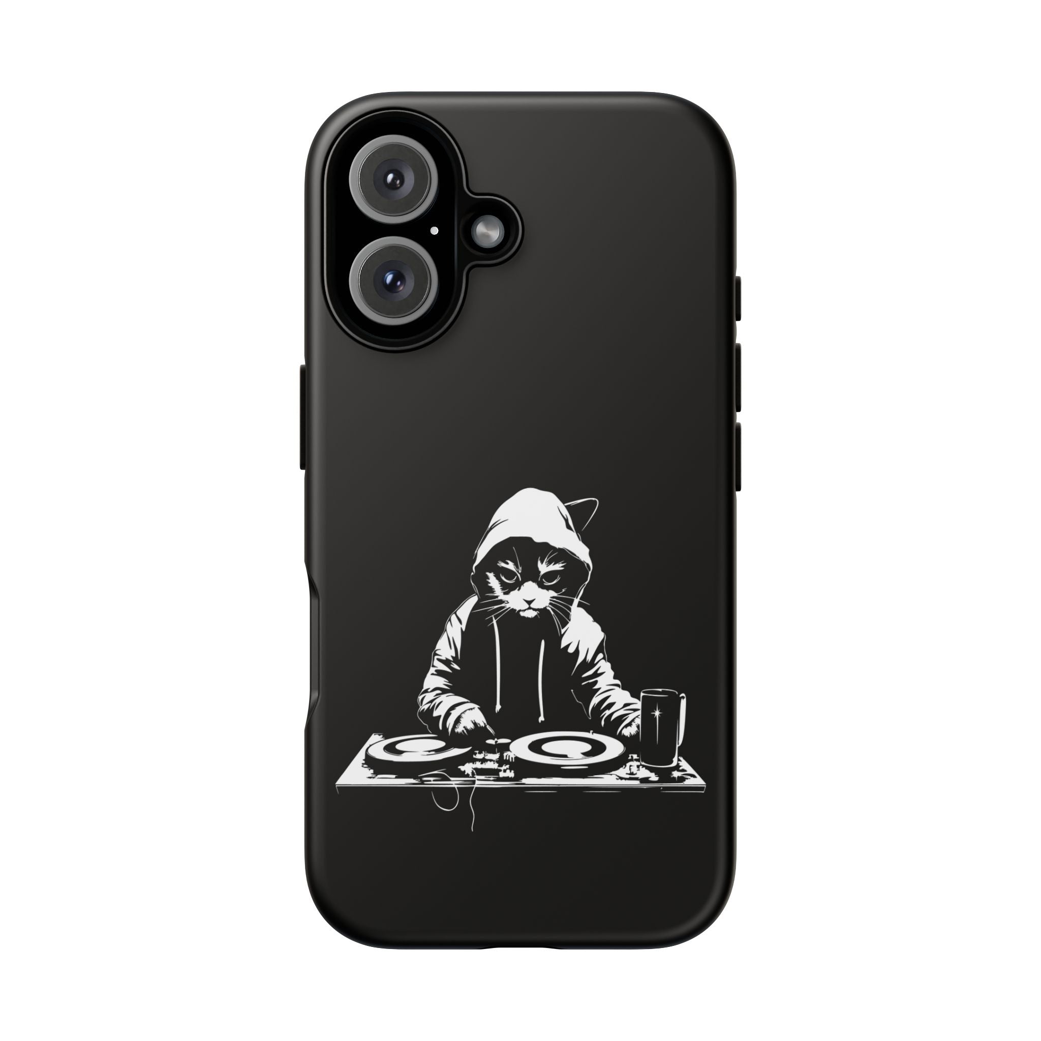 DJ Cat Phone Case, Tough Phone Cover, Pet Lover Gift, Music Enthusiast Accessory, Cute Cat Decor, Unique Case Design