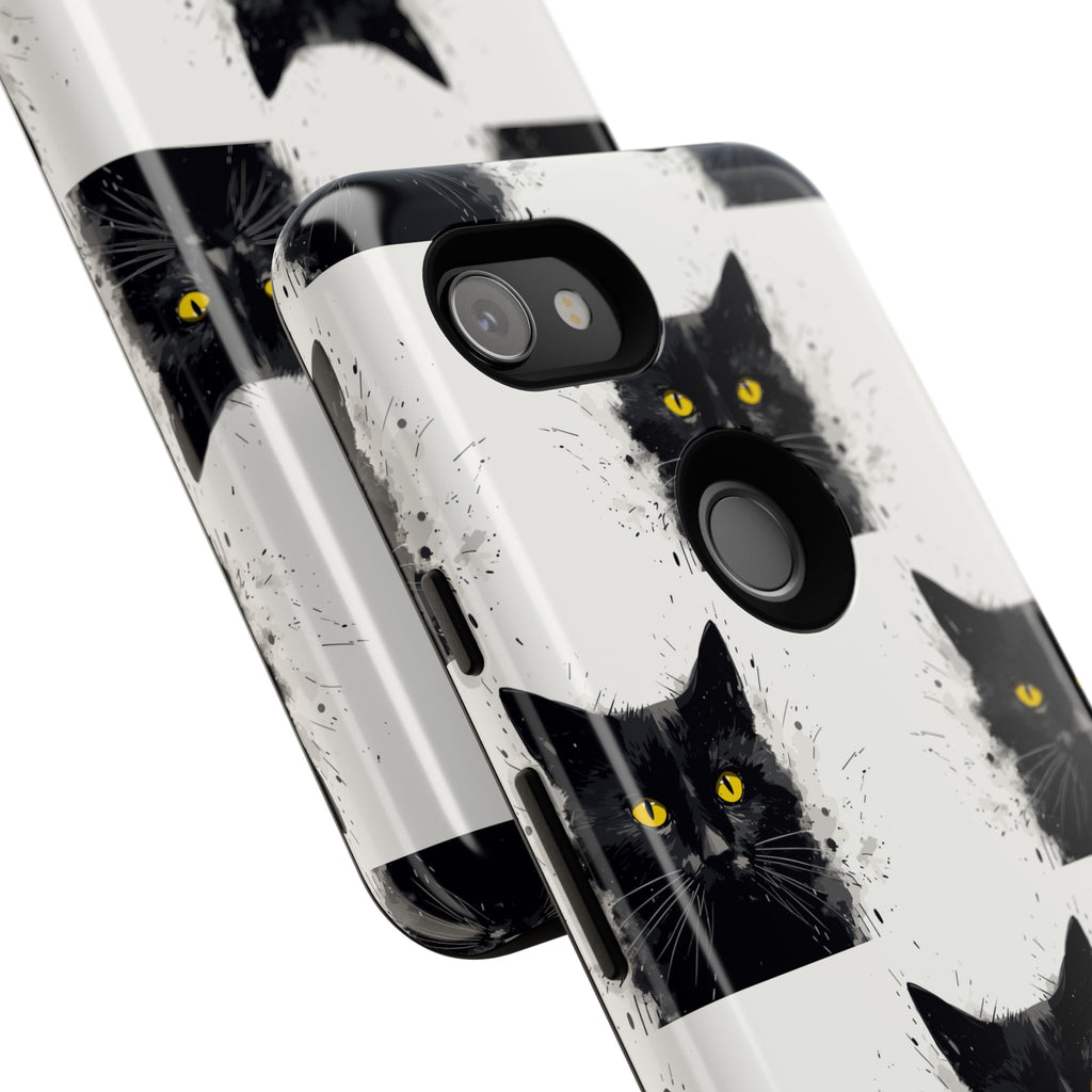 Black Cat Phone Case, Tough Cases, Cat Lover Gift, Unique Design, Halloween, Animal Accessories, Custom Phone Cover
