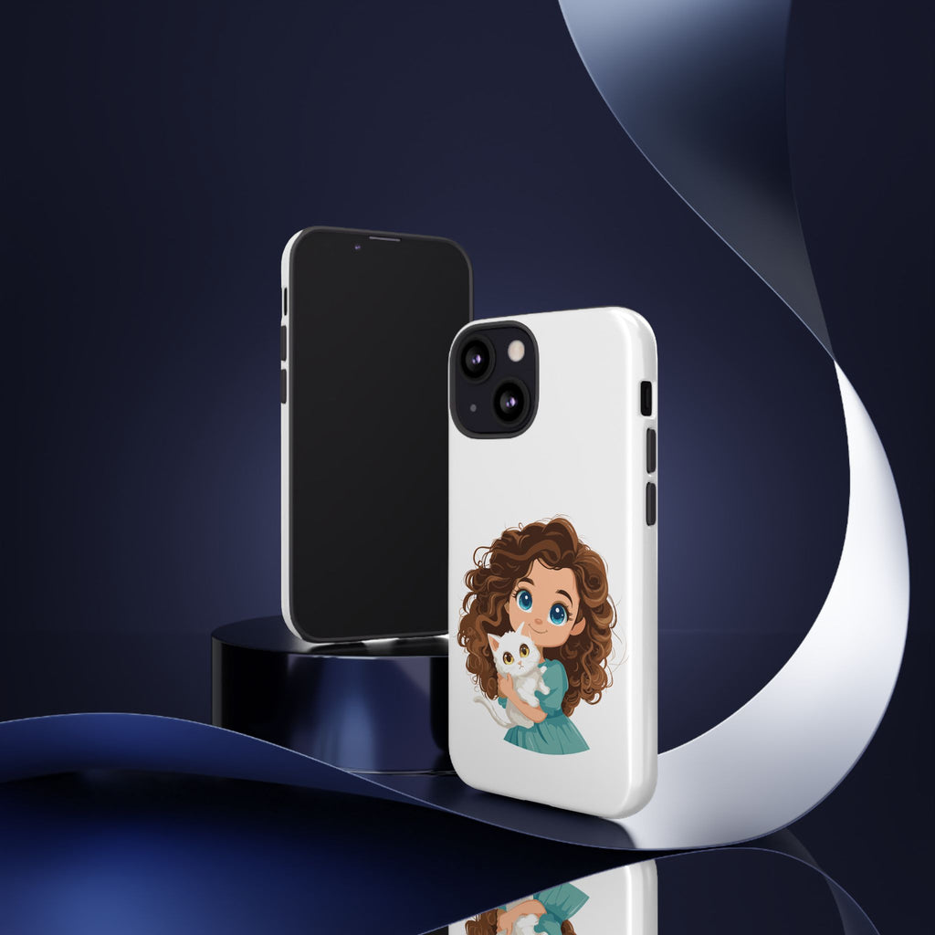 Cute Cat Lover Phone Case, Tough Phone Cover, Pet Lover Gift, Personalized Gift, Kids Phone Case, Animal Lover Accessories