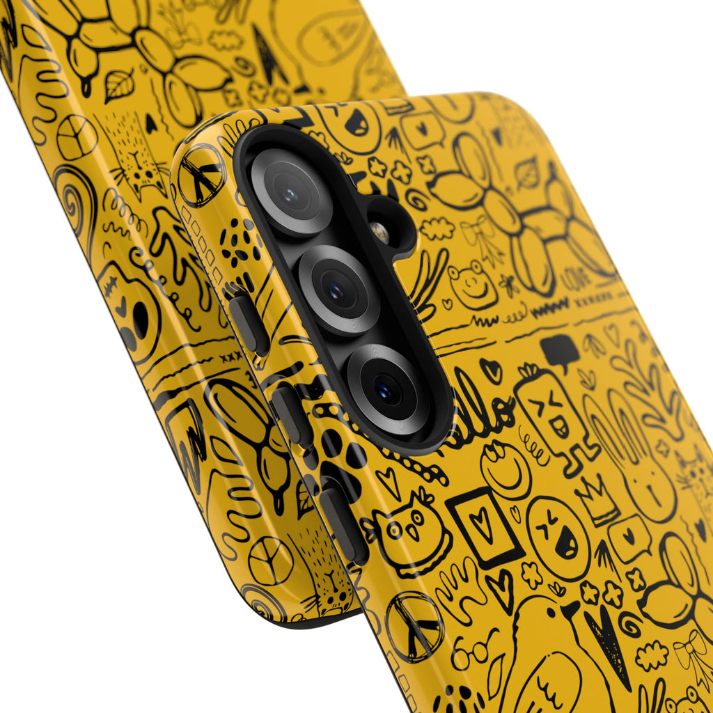 Vibrant Phone Case, Cute Yellow Floral iPhone Cover, Stylish Tough Case, Fun Phone Accessory, Perfect Gift for Teens