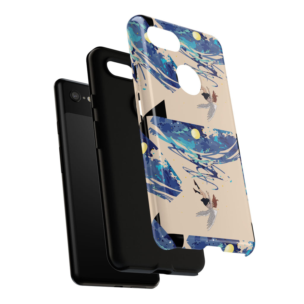 Artistic Phone Case with Abstract Design, Vivid Blue Waves and Fish, Stylish Phone Accessory, Unique Gift Idea, Trendy Tech Decor, [...]