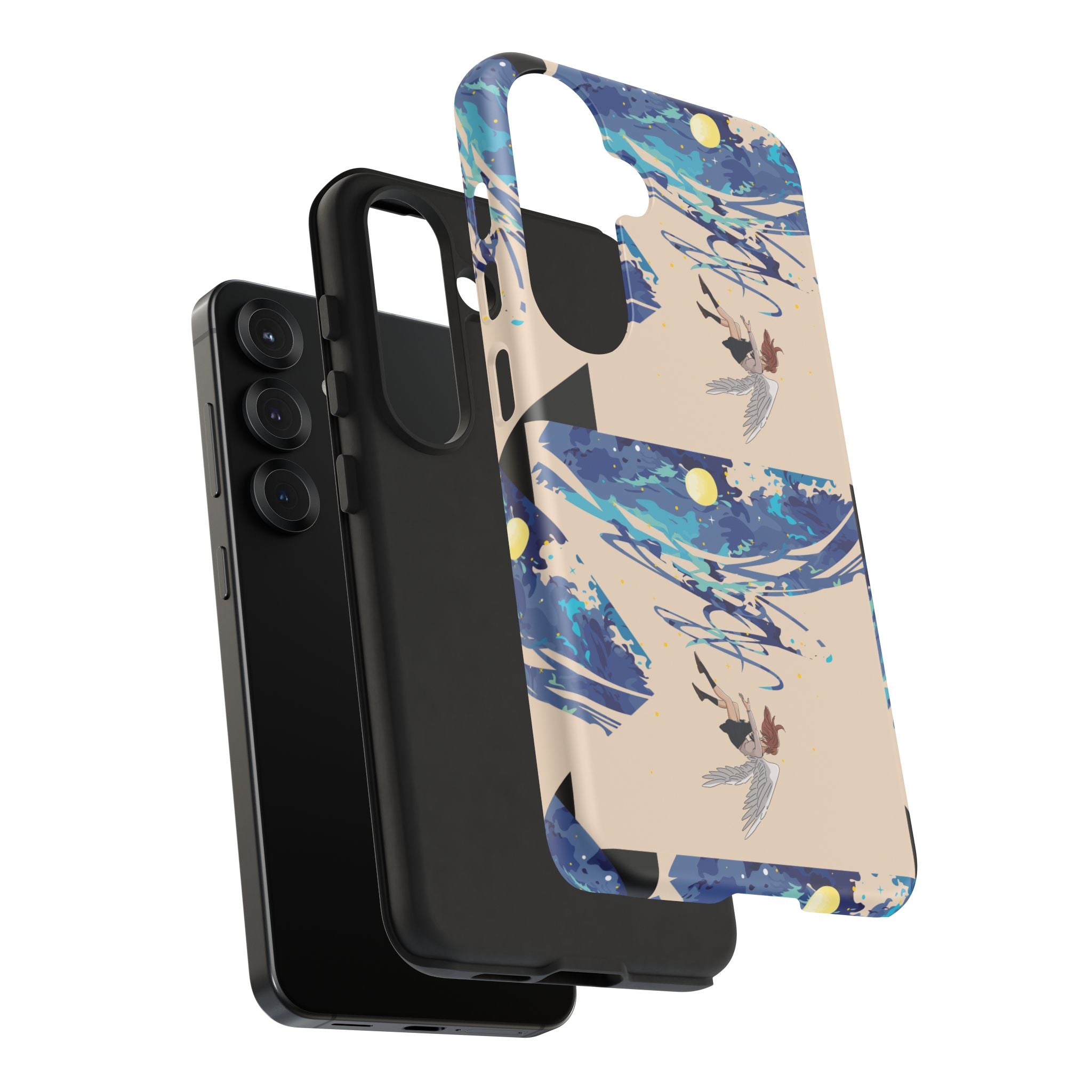Artistic Phone Case with Abstract Design, Vivid Blue Waves and Fish, Stylish Phone Accessory, Unique Gift Idea, Trendy Tech Decor, [...]