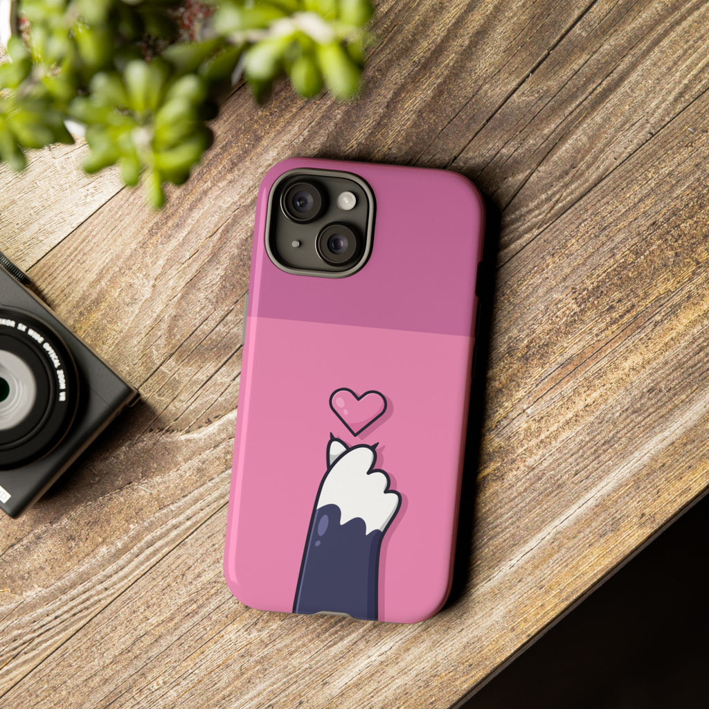 Cute Cat Paw Phone Case, Playful Pet Lover Gift, Animal Print Phone Cover, Heart Design Case, Fun Feminine Case, Kawaii Style