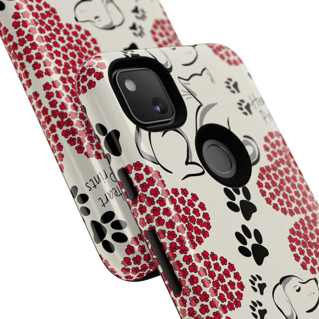 Stylish Phone Case with Heart Prints for Pet Lovers, Dog Lover Gift, Floral Pattern, Customizable Design, Cute Animal Accessories