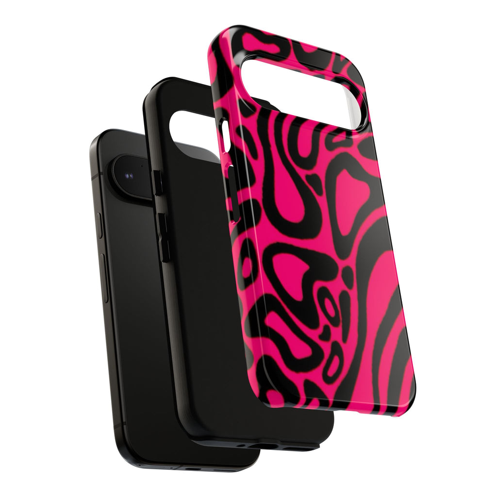 Bold Pink Patterned Phone Case, Stylish Tough Case, Trendy Accessory, Gift for Her, Tech Protection