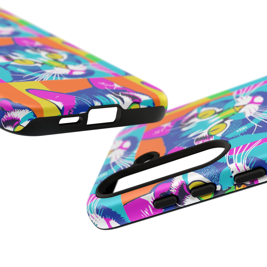 Colorful Cat Phone Case, Vibrant Animal Cover, Unique Pet Lover Gift, Fun Pop Art Style, Trendy Gadget Accessory