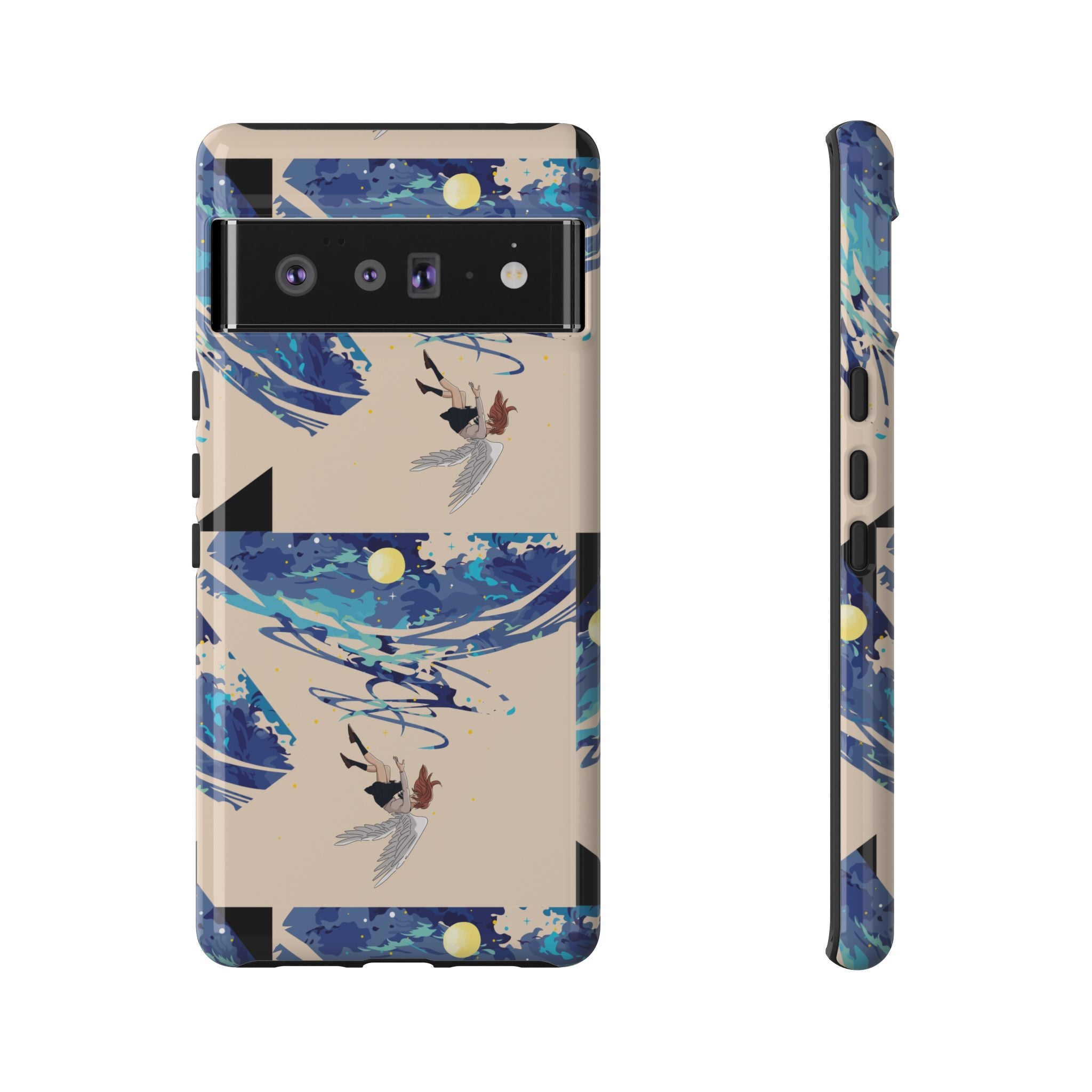 Artistic Phone Case with Abstract Design, Vivid Blue Waves and Fish, Stylish Phone Accessory, Unique Gift Idea, Trendy Tech Decor, [...]