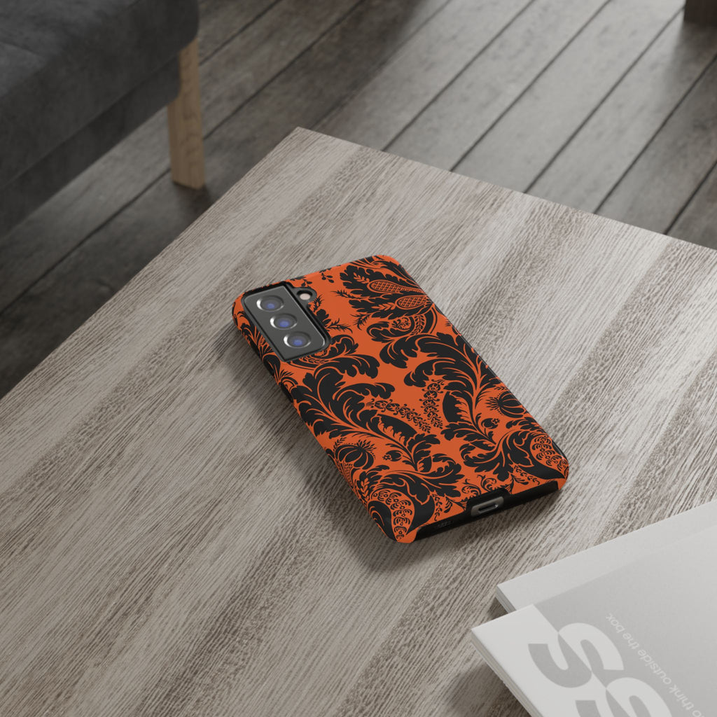 Elegant Phone Case with Orange Floral Design | Tough Cases, Smartphone Cover, Gift for Her, Floral Patterns, Stylish Accessories