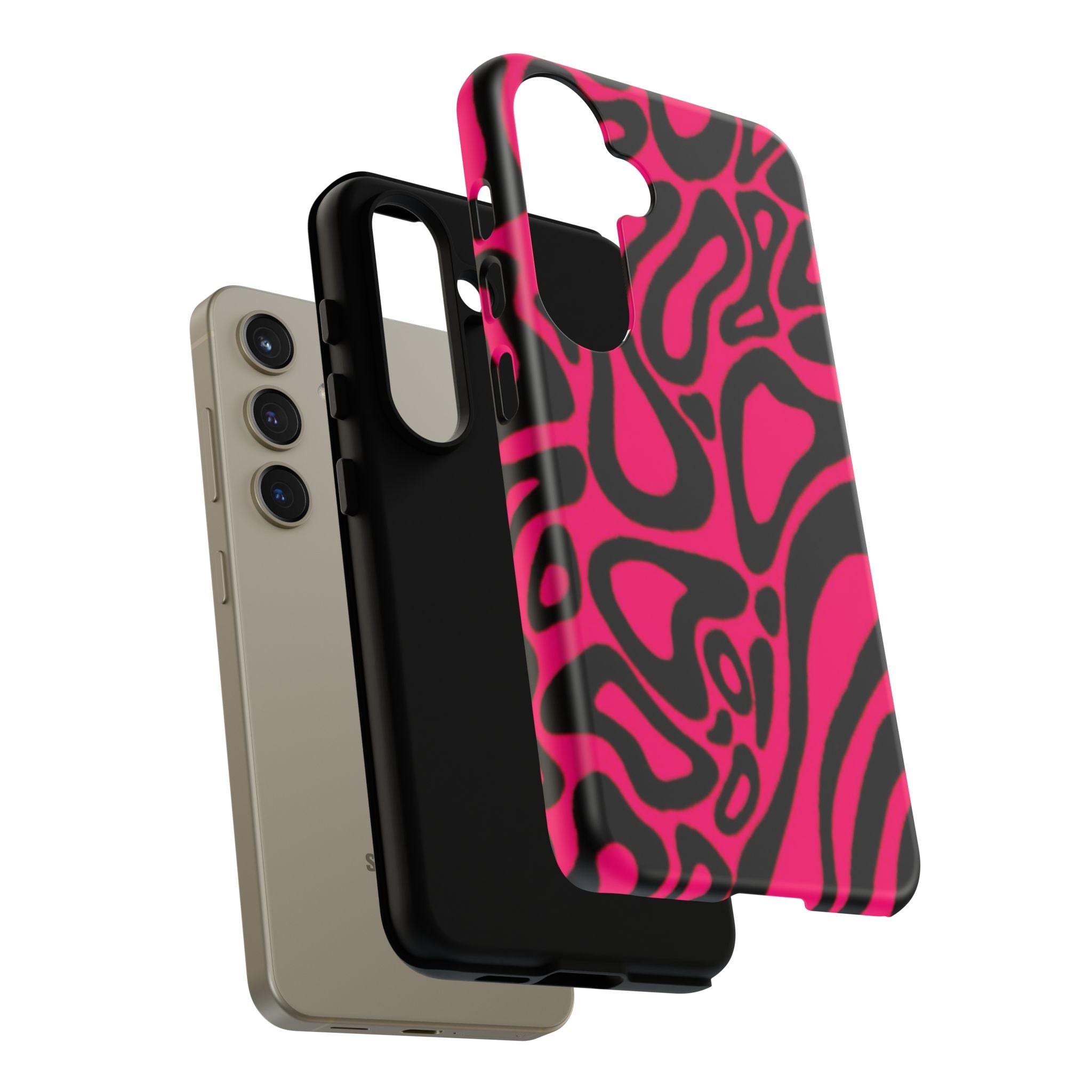 Bold Pink Patterned Phone Case, Stylish Tough Case, Trendy Accessory, Gift for Her, Tech Protection