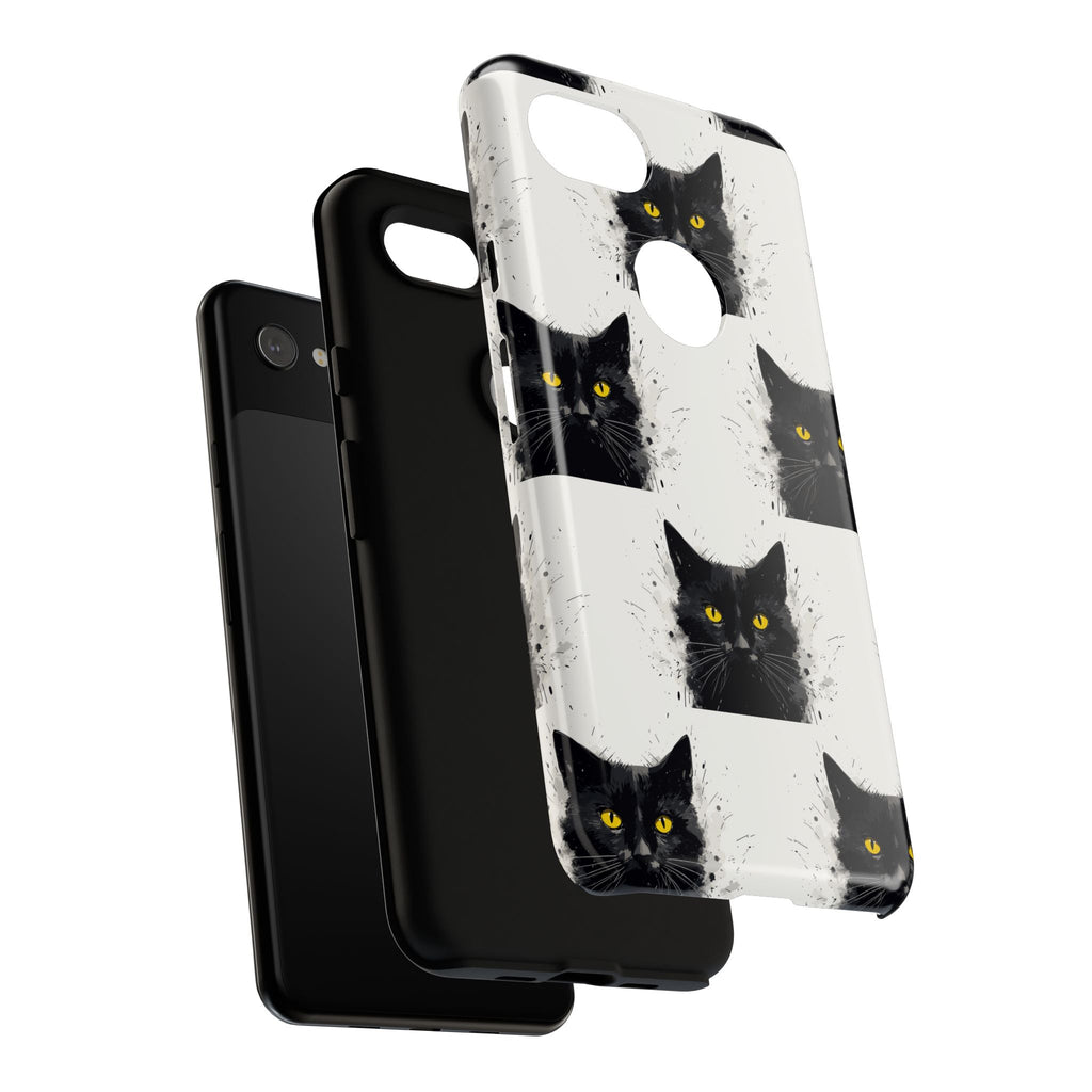 Black Cat Phone Case, Tough Cases, Cat Lover Gift, Unique Design, Halloween, Animal Accessories, Custom Phone Cover