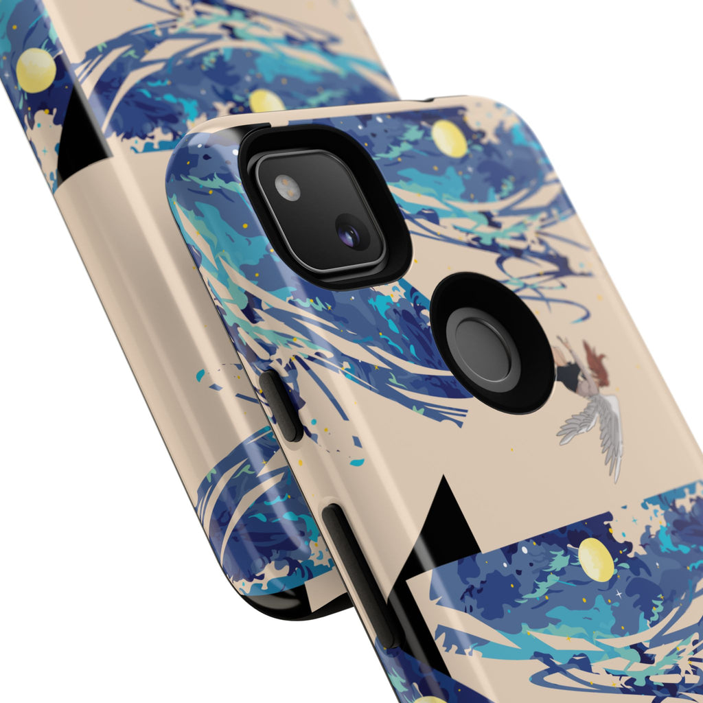 Artistic Phone Case with Abstract Design, Vivid Blue Waves and Fish, Stylish Phone Accessory, Unique Gift Idea, Trendy Tech Decor, [...]