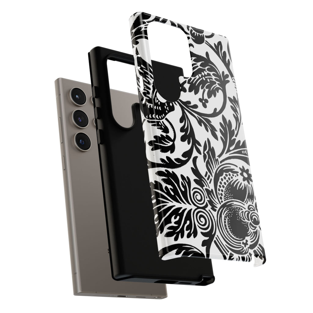 Elegant Black Floral Phone Case, Tough Cases, Stylish Phone Protection, Gift for Her, Floral Design, Trendy Accessories