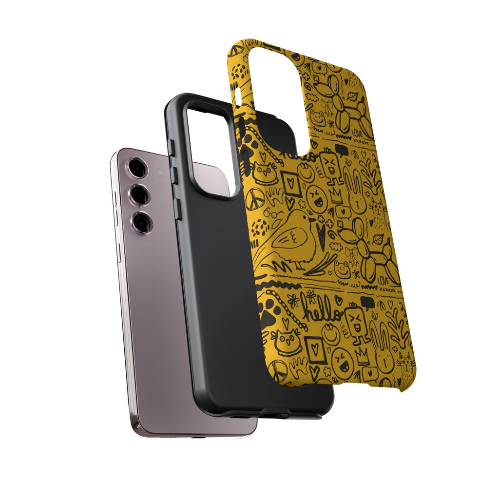 Vibrant Phone Case, Cute Yellow Floral iPhone Cover, Stylish Tough Case, Fun Phone Accessory, Perfect Gift for Teens