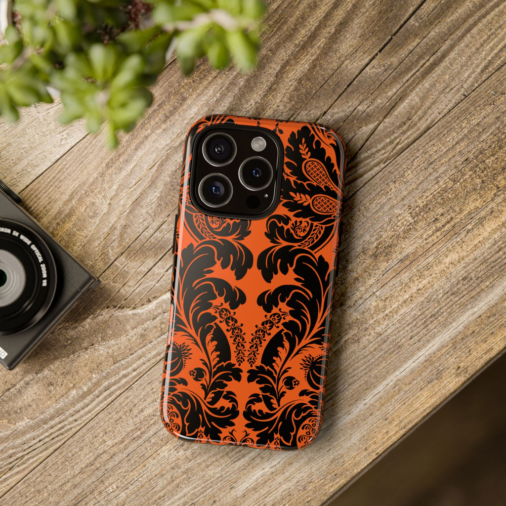Elegant Phone Case with Orange Floral Design | Tough Cases, Smartphone Cover, Gift for Her, Floral Patterns, Stylish Accessories