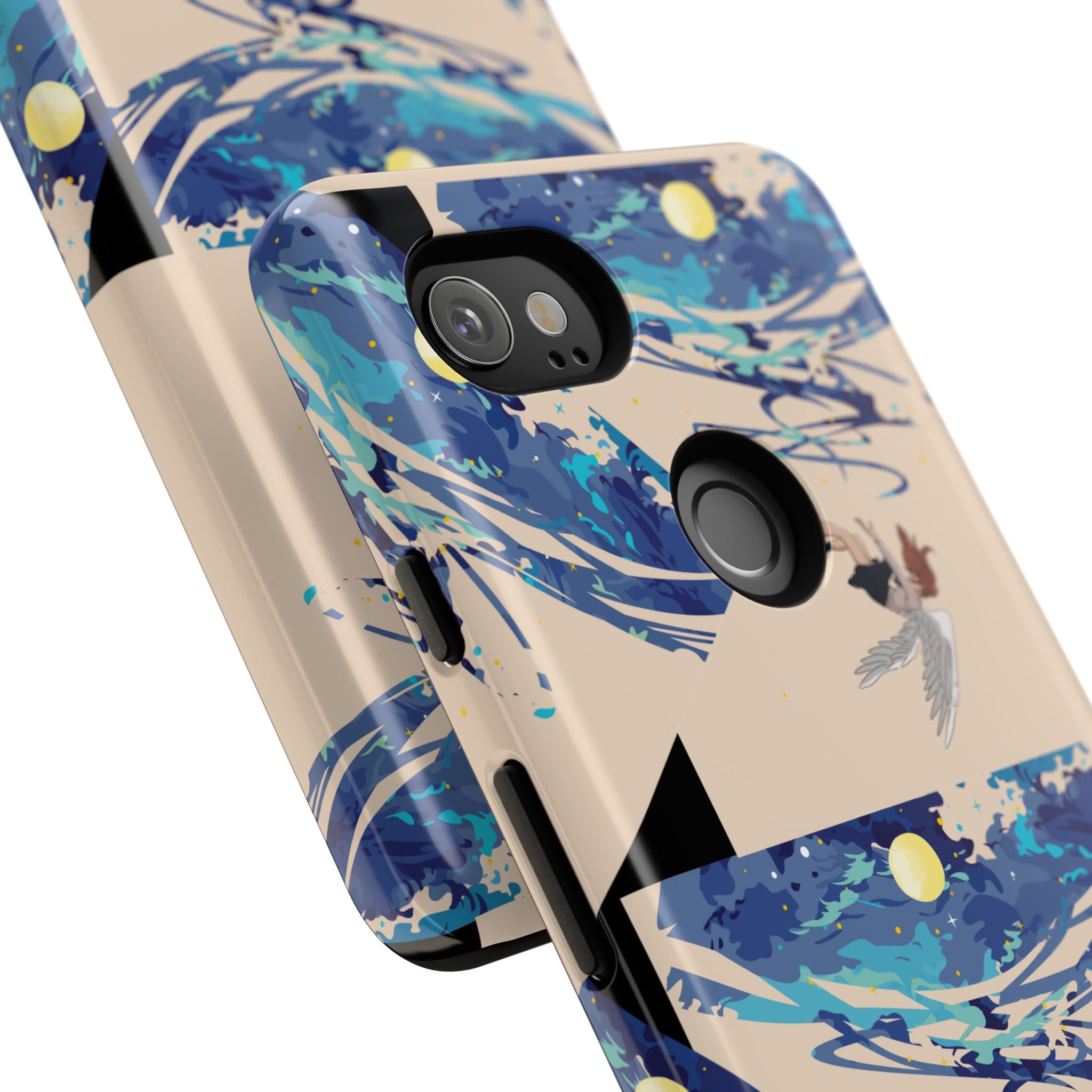 Artistic Phone Case with Abstract Design, Vivid Blue Waves and Fish, Stylish Phone Accessory, Unique Gift Idea, Trendy Tech Decor, [...]