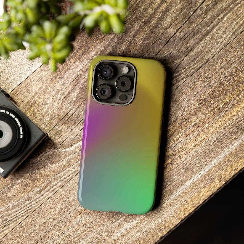 Vibrant Phone Case, Tough Cases, Colorful Phone Cover, Durable Mobile Case, Yellow Green Gradient Design