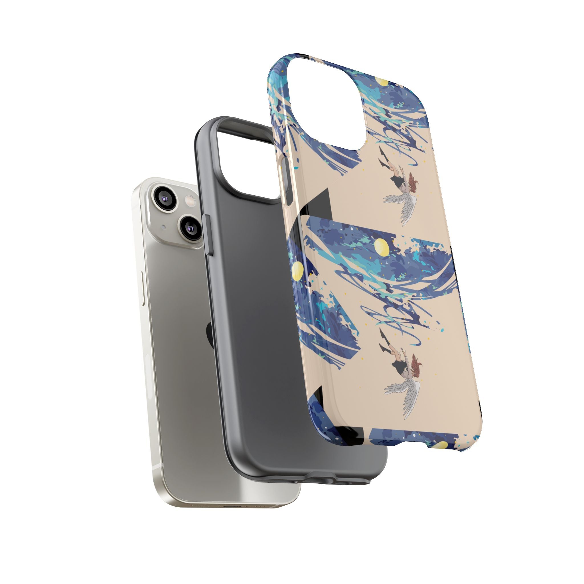 Artistic Phone Case with Abstract Design, Vivid Blue Waves and Fish, Stylish Phone Accessory, Unique Gift Idea, Trendy Tech Decor, [...]