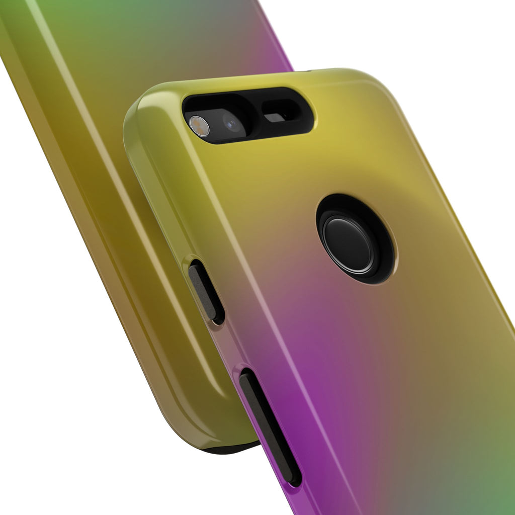 Vibrant Phone Case, Tough Cases, Colorful Phone Cover, Durable Mobile Case, Yellow Green Gradient Design