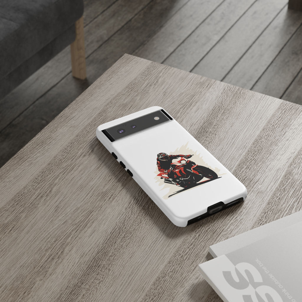 Motorcycle Phone Case, Tough Cases for Riders, Biker Accessory, Gifts for Motorcyclists, Red Bike Design