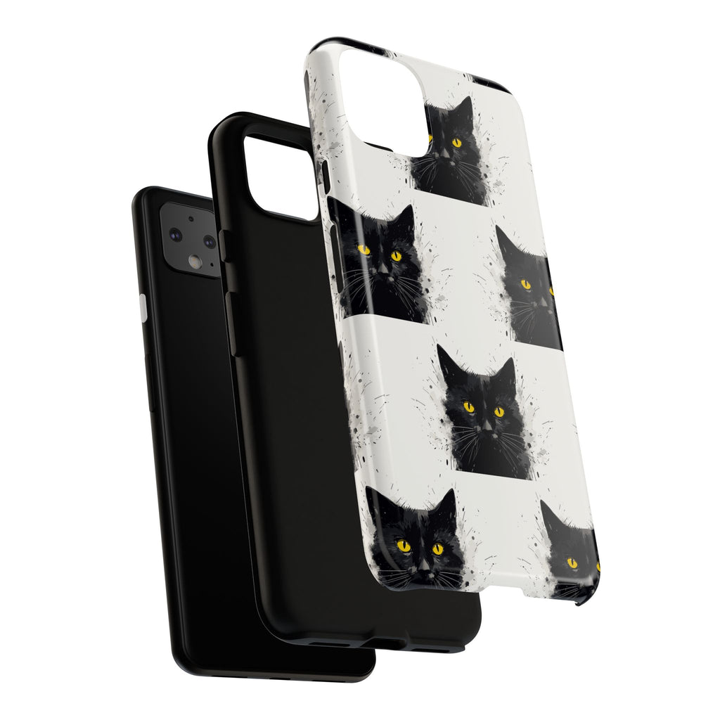 Black Cat Phone Case, Tough Cases, Cat Lover Gift, Unique Design, Halloween, Animal Accessories, Custom Phone Cover
