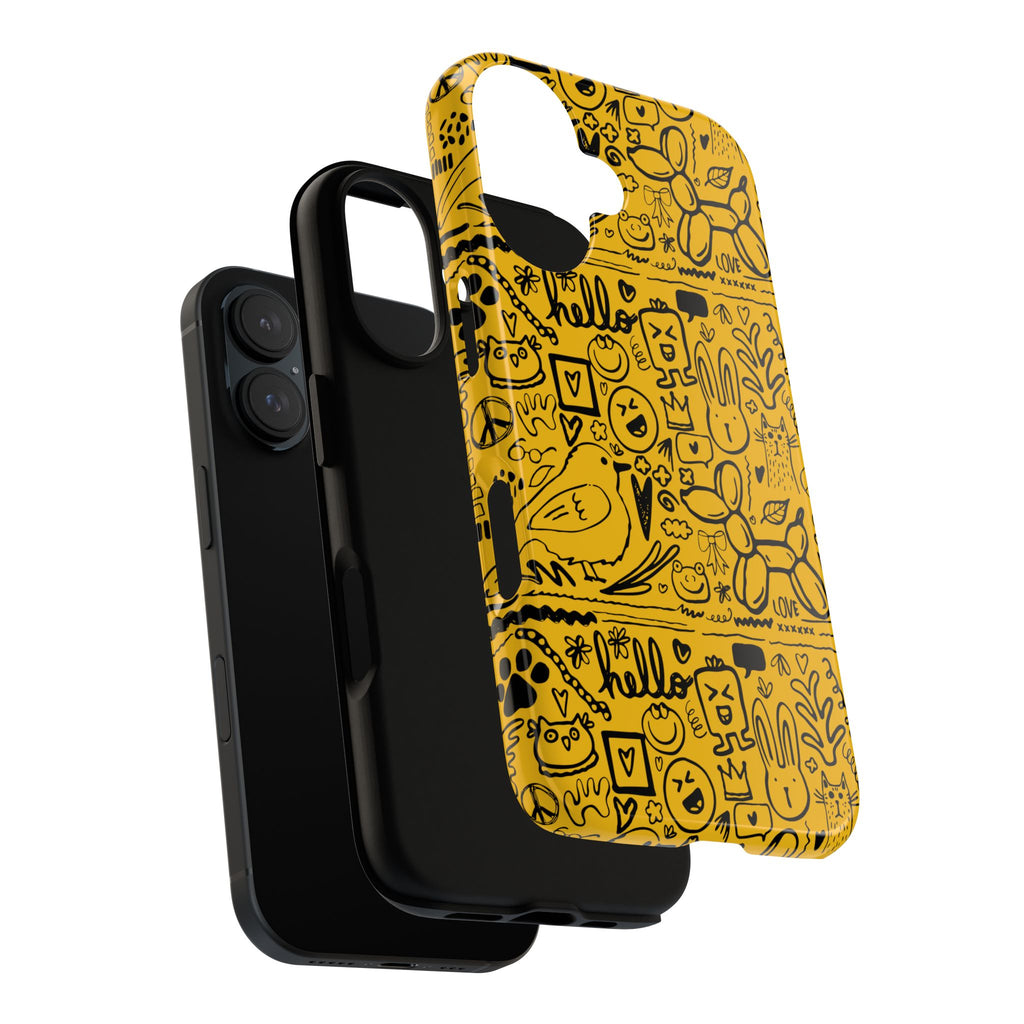 Vibrant Phone Case, Cute Yellow Floral iPhone Cover, Stylish Tough Case, Fun Phone Accessory, Perfect Gift for Teens