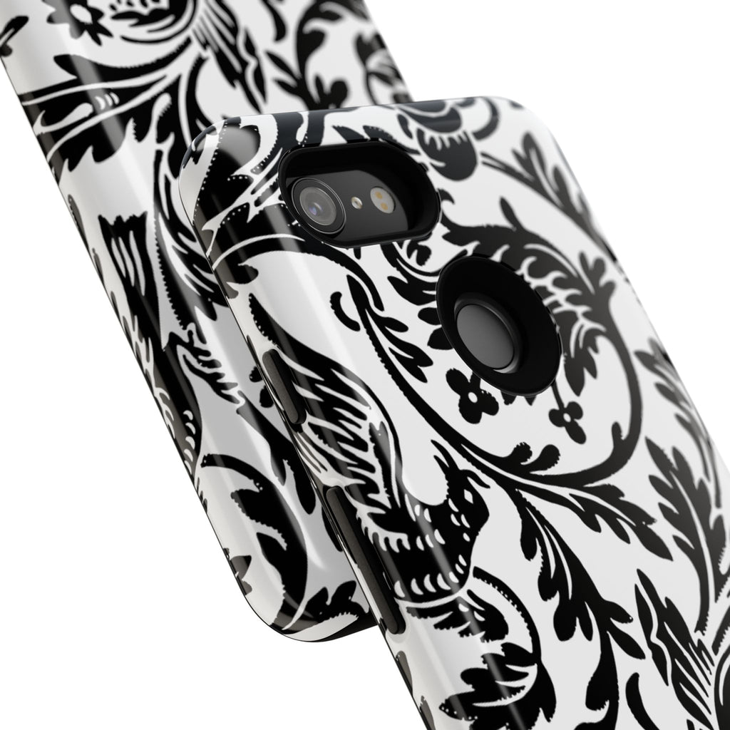 Elegant Black Floral Phone Case, Tough Cases, Stylish Phone Protection, Gift for Her, Floral Design, Trendy Accessories