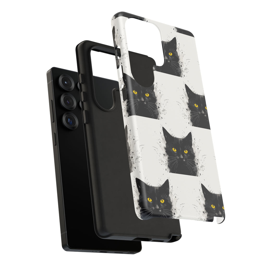 Black Cat Phone Case, Tough Cases, Cat Lover Gift, Unique Design, Halloween, Animal Accessories, Custom Phone Cover