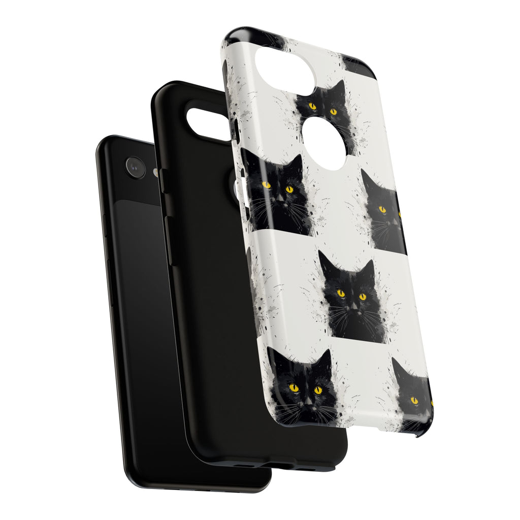 Black Cat Phone Case, Tough Cases, Cat Lover Gift, Unique Design, Halloween, Animal Accessories, Custom Phone Cover
