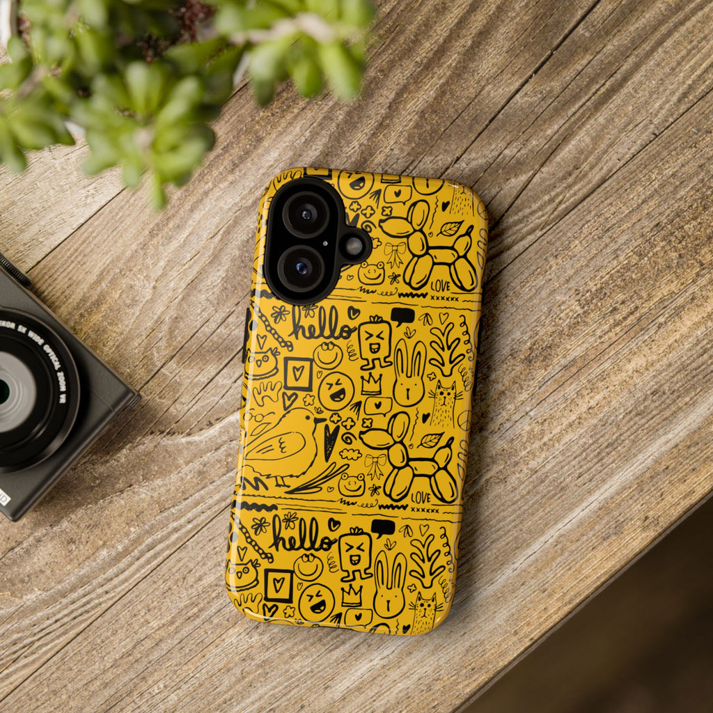 Vibrant Phone Case, Cute Yellow Floral iPhone Cover, Stylish Tough Case, Fun Phone Accessory, Perfect Gift for Teens