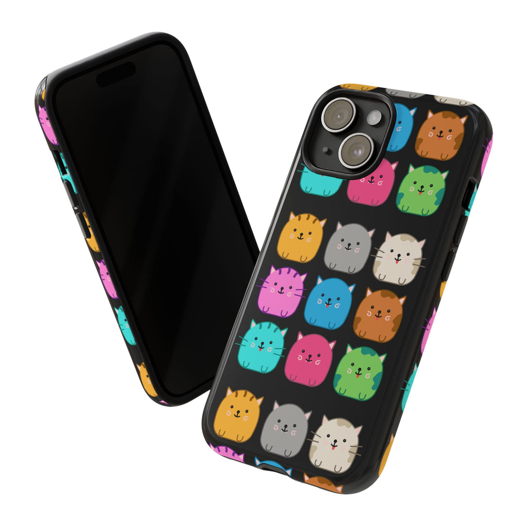 Cute Cat Phone Case, Kawaii Animal Lover Gift, Tough Phone Cover for Kids and Adults, Fun Cat Designs for Birthdays, Pet Lovers