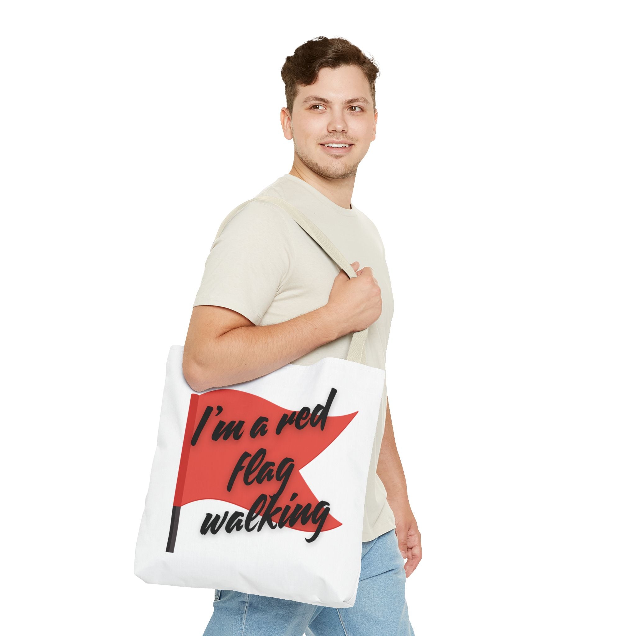 Red Flag Tote Bag, Fun Gift for Friends, Perfect for Beach Days, Casual Shopping, and Everyday Use