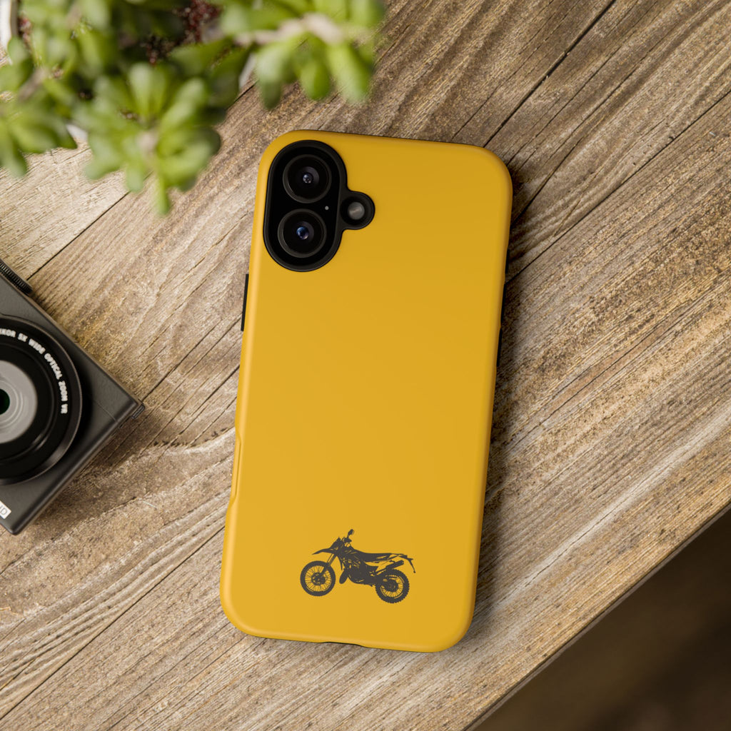 Motorcycle Phone Case, Tough Phone Cover, Gift for Bikers, Durable Tech Accessory, Yellow Motorcycle Design