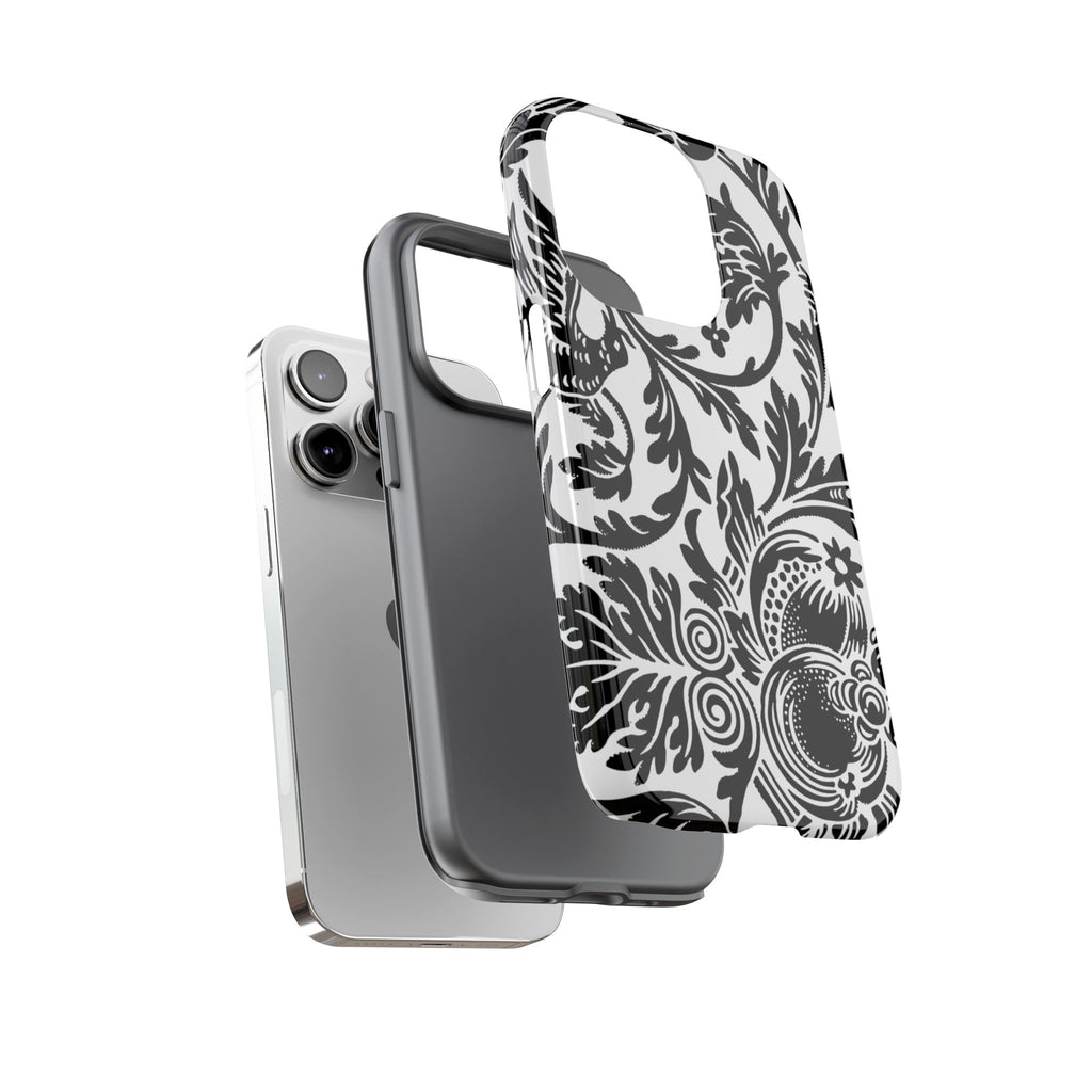 Elegant Black Floral Phone Case, Tough Cases, Stylish Phone Protection, Gift for Her, Floral Design, Trendy Accessories