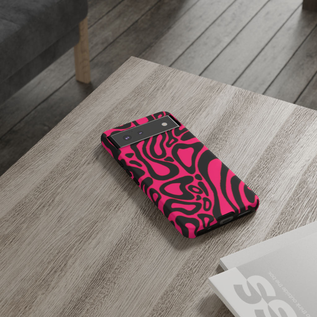 Bold Pink Patterned Phone Case, Stylish Tough Case, Trendy Accessory, Gift for Her, Tech Protection