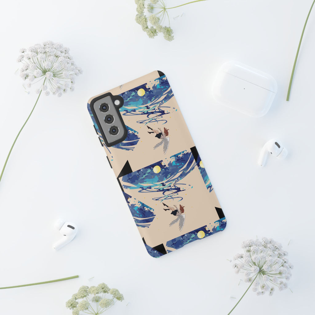 Artistic Phone Case with Abstract Design, Vivid Blue Waves and Fish, Stylish Phone Accessory, Unique Gift Idea, Trendy Tech Decor, [...]