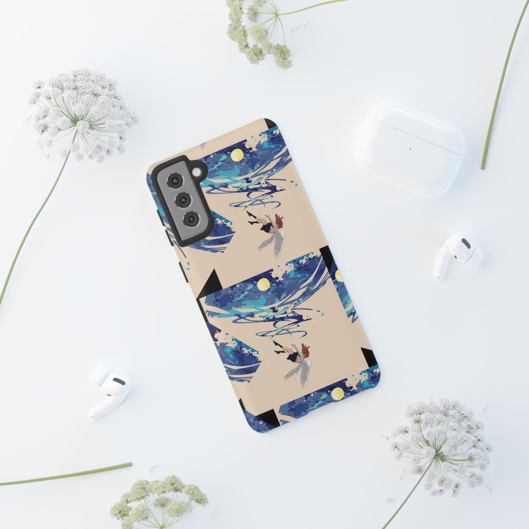 Artistic Phone Case with Abstract Design, Vivid Blue Waves and Fish, Stylish Phone Accessory, Unique Gift Idea, Trendy Tech Decor, [...]