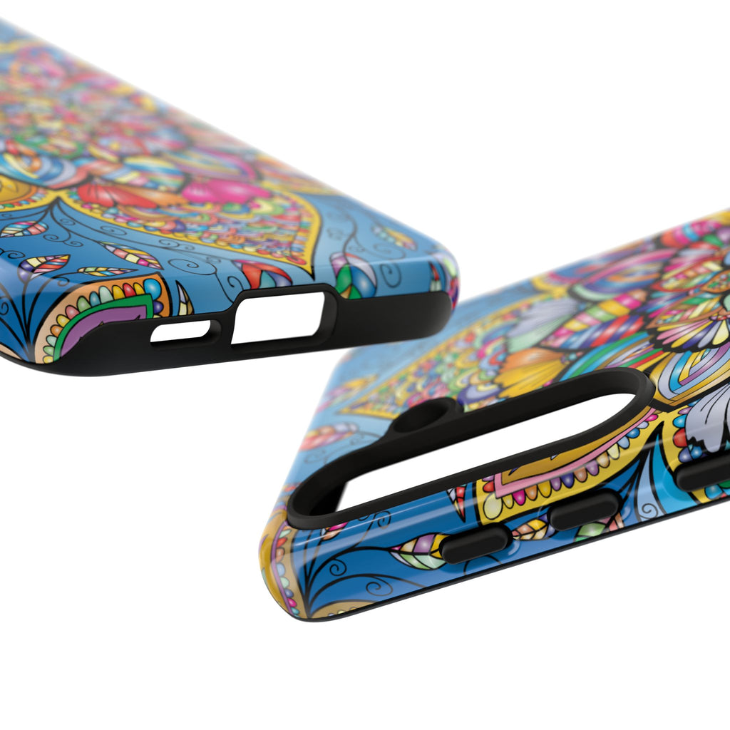 Vibrant Floral Phone Case, Tough Phone Cover, Colorful Mobile Accessory, Artistic Gift, Mandala Design, Everyday Use