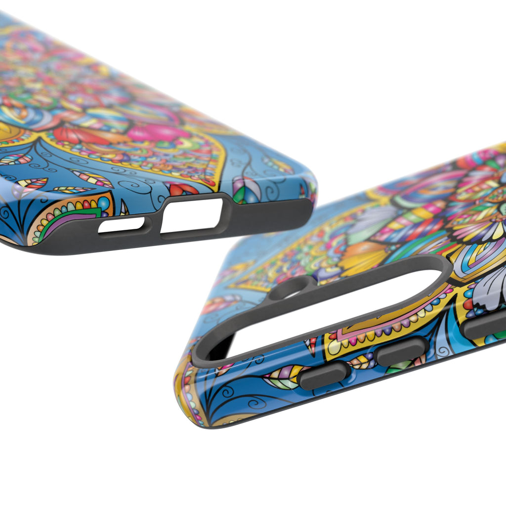 Vibrant Floral Phone Case, Tough Phone Cover, Colorful Mobile Accessory, Artistic Gift, Mandala Design, Everyday Use