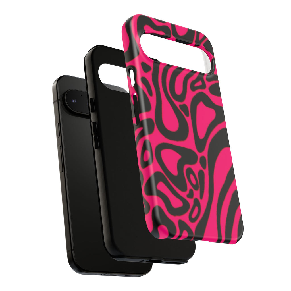 Bold Pink Patterned Phone Case, Stylish Tough Case, Trendy Accessory, Gift for Her, Tech Protection