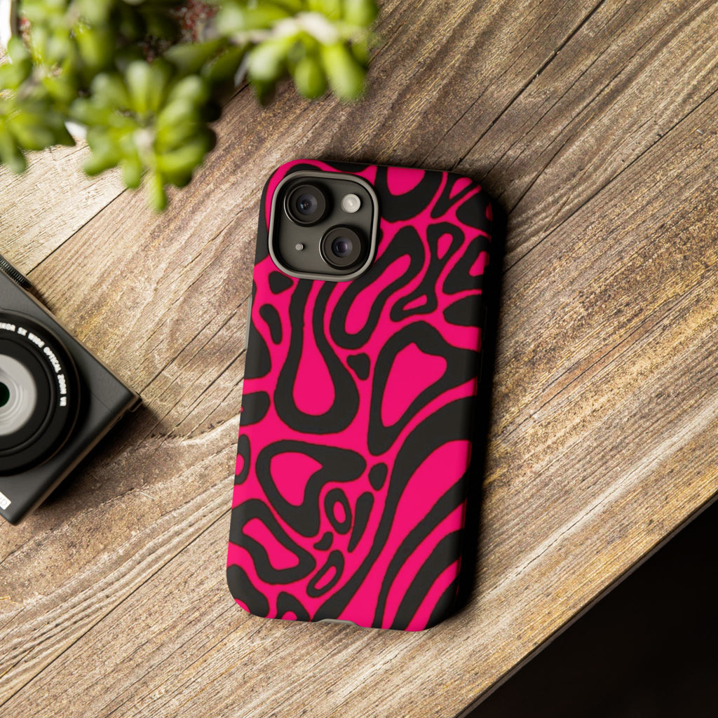 Bold Pink Patterned Phone Case, Stylish Tough Case, Trendy Accessory, Gift for Her, Tech Protection