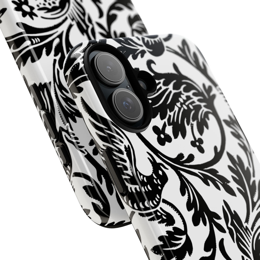 Elegant Black Floral Phone Case, Tough Cases, Stylish Phone Protection, Gift for Her, Floral Design, Trendy Accessories