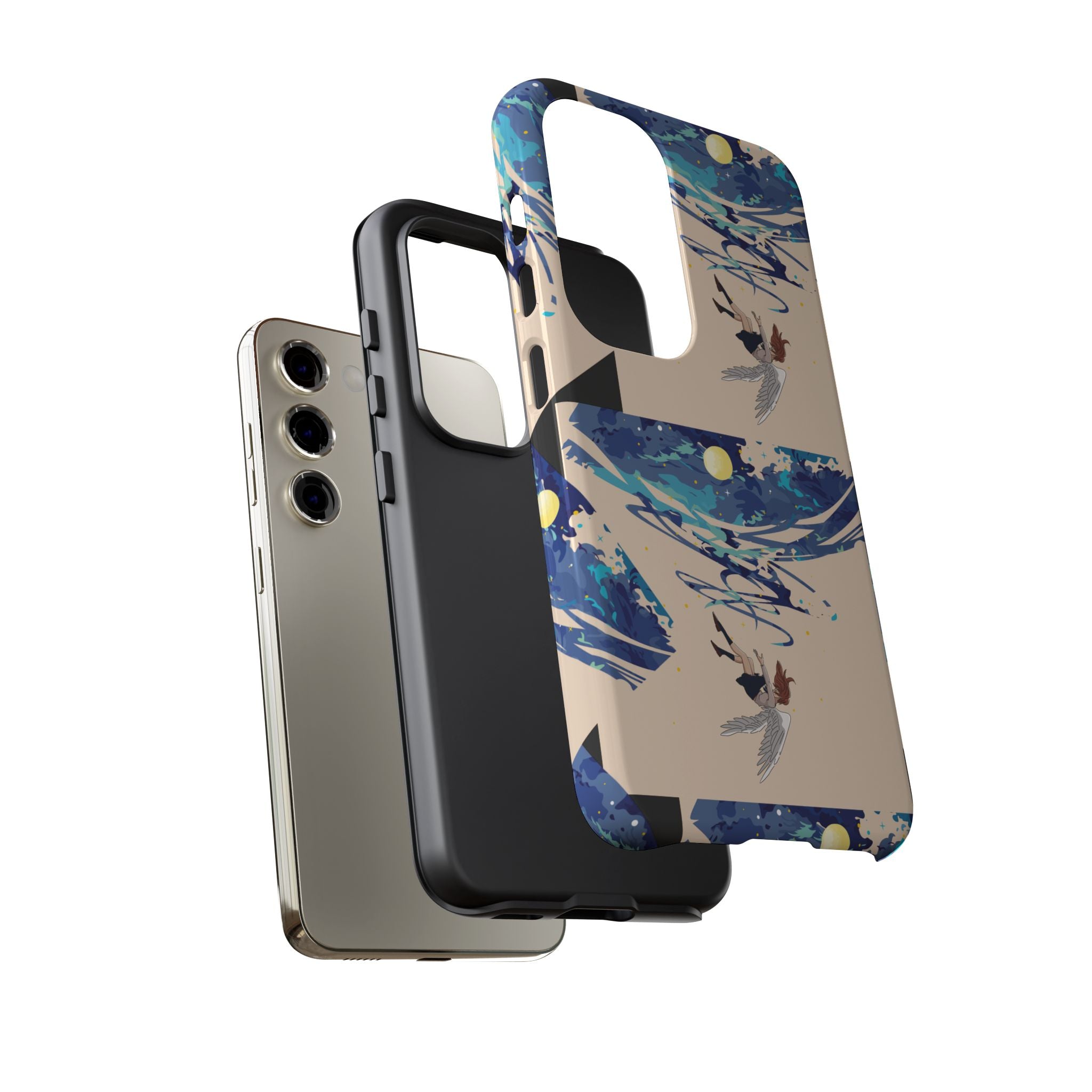 Artistic Phone Case with Abstract Design, Vivid Blue Waves and Fish, Stylish Phone Accessory, Unique Gift Idea, Trendy Tech Decor, [...]